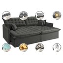 Ver imagem 3 de Sofá sem Caixa Retrátil Reclinável 2.55m Cama Inbox Versátil com Pillow Top e Molas Velusoft Cinza