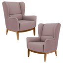 Ver imagem 1 de 2 Poltronas Base Manu Madeira B-305 Veludo Rosê Domi