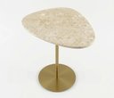 Ver imagem 3 de Mesa Lateral Orgânica Mármore Travertino Bege Bahia Base Dourada 52cm