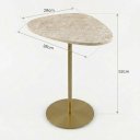 Ver imagem 5 de Mesa Lateral Orgânica Mármore Travertino Bege Bahia Base Dourada 52cm