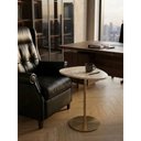 Ver imagem 2 de Mesa Lateral Orgânica Mármore Travertino Bege Bahia Base Dourada 52cm