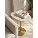 Ver imagem 4 de Mesa Lateral Orgânica Mármore Travertino Bege Bahia Base Dourada 52cm