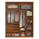 Ver imagem 3 de Guarda Roupa Casal 4 Portas com Espelho e 3 Gavetas Attore - Nogueira Touch