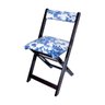 Cadeira Dobrável Estofada Azul Floral de Madeira Roma - Lh Móveis - 1