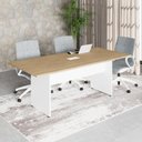 Ver imagem 1 de Mesa Reunião Retangular 200 cm X 90 cm Pés Painel para 8 Pessoas com 1 Caixa de Tomadas F5 Office