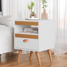 Kit 02 Mesas de Cabeceira Flex Sal Branco e Ypê Sal - 2 Kit 02 Mesas de Cabeceira Flex Sal Branco e Ypê Sal - 2