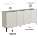 Ver imagem 2 de Aparador Buffet para Sala de Jantar 4 Portas Pés Industrial Preto Naim I03 Luna - Lyam Decor