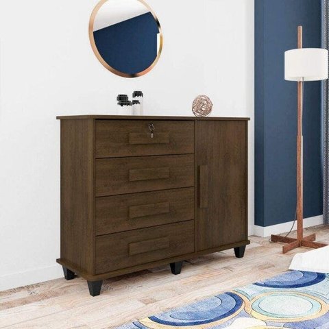 Cômoda Sapateira 1 Porta 4 Gavetas Grécia RV Móveis