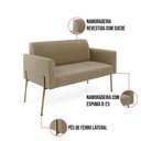 Ver imagem 4 de Sofá Namoradeira 2 Lugares Pé de Ferro Dourado Marisa Suede Marrom Rato D03