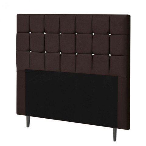 Cabeceira Estofada Espanha 100cm Solteiro Strass Suede Marrom