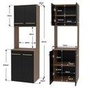 Ver mais imagens de Cozinha Modulada Completa Compacta Torre Quente Armário Aéreo e Balcão Auxiliar Aura Marrom/Nogal/Preto