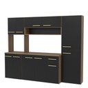 Ver imagem 2 de Cozinha Modulada Completa Compacta Torre Quente Armário Aéreo e Balcão Auxiliar Aura Marrom/Nogal/Preto