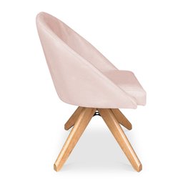 Poltrona Cadeira Giratória Bela Suede Rosa Bebê Base de Madeira - Pallazio - 4