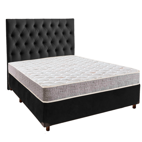 Cama Box + Colchão Casal D23 D23 Inducol + Cabeceira Estofada