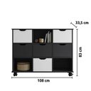 Ver imagem 4 de Nicho Organizador com Rodízios Toys 6 Gavetas Q01 Preto/Branco - Mpozenato