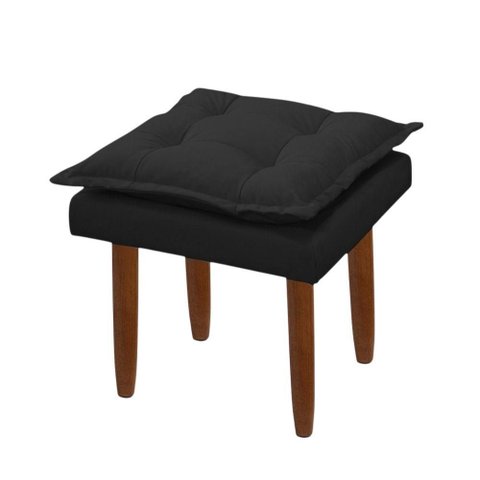 Puff Maria para Sala de Tv e Estar Quarto Confortável Suede Preto Mabe Magazine