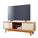 Ver imagem 5 de Rack Bancada para TV até 65 Polegadas 164cm 2 Portas Atlas MDP Cinamomo/Off White Sala