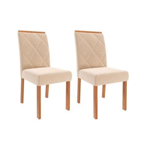 Kit 2 Cadeiras Sala Jantar Fernanda Wood 2 Un Savana-madeirado/suede Nude Bege - Cimol