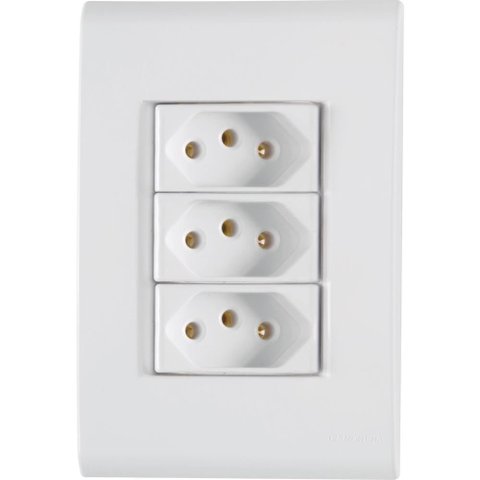 Conj 4x2 3 Tomadas 2p+t 20 a 250 V Tramontina Liz Branco
