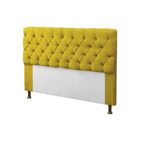Cabeceira para Cama Box Solteiro 90cm Mirage c/ Capitonê Suede Amarelo - LM DECOR