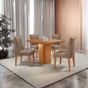Ver imagem 1 de Mesa de Jantar Eloise 90cm Tampo Canto Copo Mdf Laminado com 4 Cadeiras Isadora Moderna Mobília