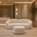 Ver imagem 4 de Kit Sofá + Puf Star 190 cm Orgânico 2 Lugares Sala Recepção:Off White