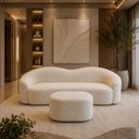 Ver imagem 3 de Kit Sofá + Puf Star 190 cm Orgânico 2 Lugares Sala Recepção:Off White