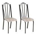 Ver imagem 1 de Kit 2 Cadeiras de Cozinha Alasca Estampado Rattan Pés de Ferro Cromo Preto - Pallazio