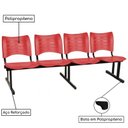 Ver imagem 3 de Cadeira Longarina Plástica 04 Lugares - Cor Vermelho - Mrplast - 34196
