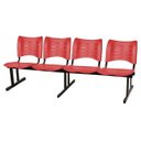 Ver imagem 2 de Cadeira Longarina Plástica 04 Lugares - Cor Vermelho - Mrplast - 34196