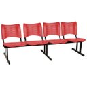 Ver imagem 1 de Cadeira Longarina Plástica 04 Lugares - Cor Vermelho - Mrplast - 34196