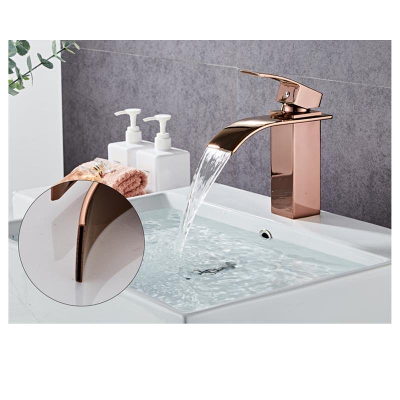 Torneira Cascata Monocomando Banheiro Lavabo Rose Gold Luxo. - 4