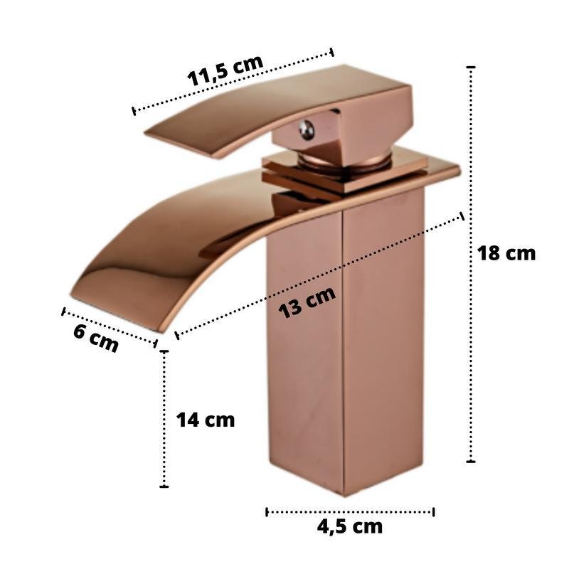 Torneira Cascata Monocomando Banheiro Lavabo Rose Gold Luxo. - 3