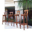 Ver imagem 3 de Banqueta de Madeira Alta com Encosto