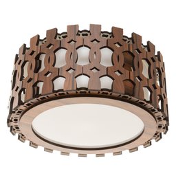 Luminária Decorativa Madeira Plafon Redondo Encantadas 45cm:Pau Ferro - 5