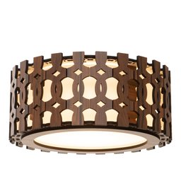 Luminária Decorativa Madeira Plafon Redondo Encantadas 45cm:Pau Ferro - 2