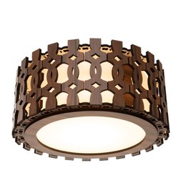 Luminária Decorativa Madeira Plafon Redondo Encantadas 45cm:Pau Ferro - 1