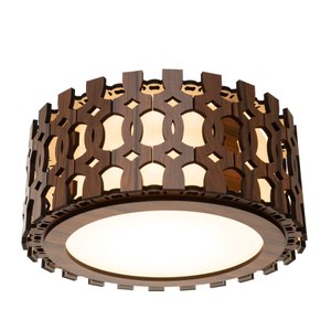 Luminária Decorativa Madeira Plafon Redondo Encantadas 45cm:Pau Ferro