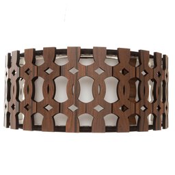 Luminária Decorativa Madeira Plafon Redondo Encantadas 45cm:Pau Ferro - 4