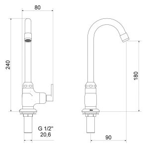 Torneira para Lavatório de Mesa Meber 1190 C 18 1/4V