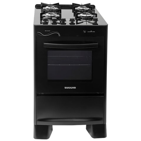 Fogão de Piso Suggar Neo Glass 4q Mesa Vidro Preto Bivolt Fgvng410pt
