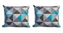 Ver imagem 1 de Kit 2 Almofadas Decorativa Quadrado 45x45 Cm Cm Sala Quarto Sofá Suede Estampa Azul Eli Móveis e D