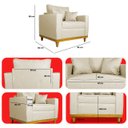 Ver mais imagens de Kit 2 Poltrona Sofa Benny Linho Bege com Almofada Base de Madeira Castanho - Arkell