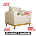 Ver imagem 5 de Kit 2 Poltrona Benny Linho Bege com Almofada Base de Madeira Castanho - Arkell