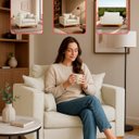 Ver imagem 2 de Kit 2 Poltrona Sofa Benny Linho Bege com Almofada Base de Madeira Castanho - Arkell