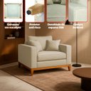 Ver imagem 3 de Kit 2 Poltrona Sofa Benny Linho Bege com Almofada Base de Madeira Castanho - Arkell