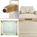 Ver imagem 6 de Kit 2 Poltrona Sofa Benny Linho Bege com Almofada Base de Madeira Castanho - Arkell