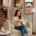 Ver imagem 2 de Kit 2 Poltrona Sofa Benny Linho Bege com Almofada Base de Madeira Castanho - Arkell