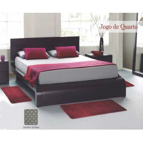 Jogo de Quarto Tapete Shaggy Macio 3 Peças Antider. Vermelho