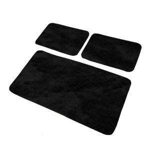 Jogo de Quarto Tapete Shaggy Macio 3 Peças Antider. Preto